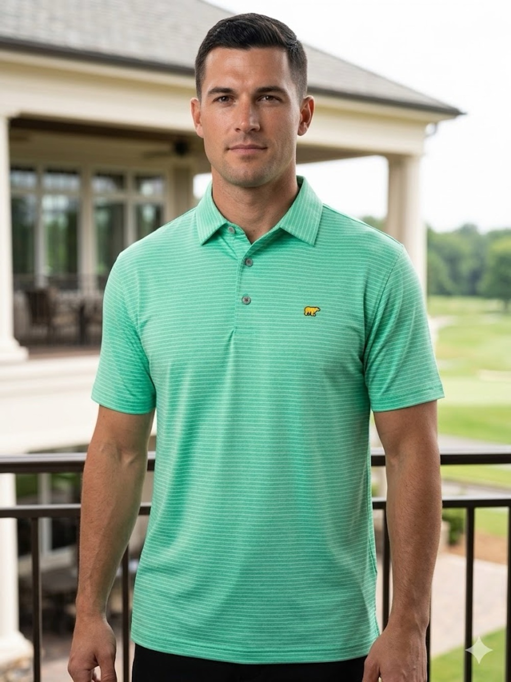 NWT Men's Jack Nicklaus Green Short-Sleeve Polo Shirt - Performance Stripe!